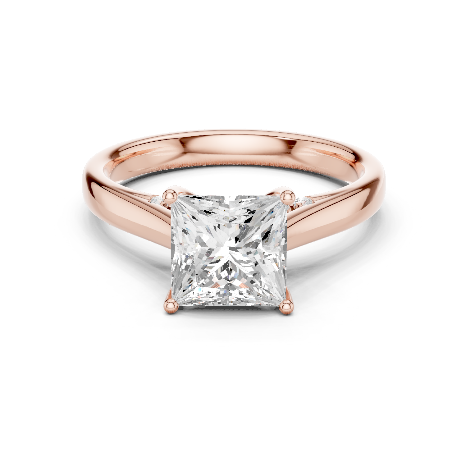 Gold Jewelry L36-18, Princess center stone, Rose Gold