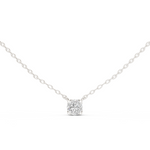 14K Solid Gold Lab Diamond Solitaire Pendant Necklace, White Gold