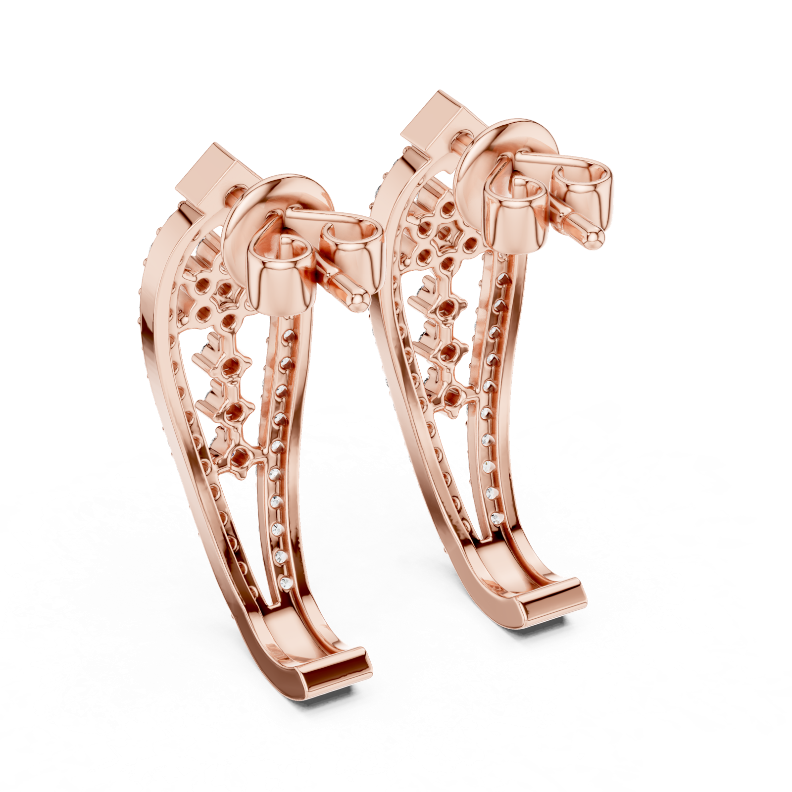 Gold Earrings L03-28, Rose Gold, view 3