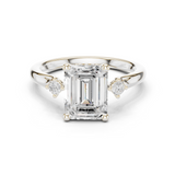 Gold Ring DDLR-164, Emerald center stone, White Gold