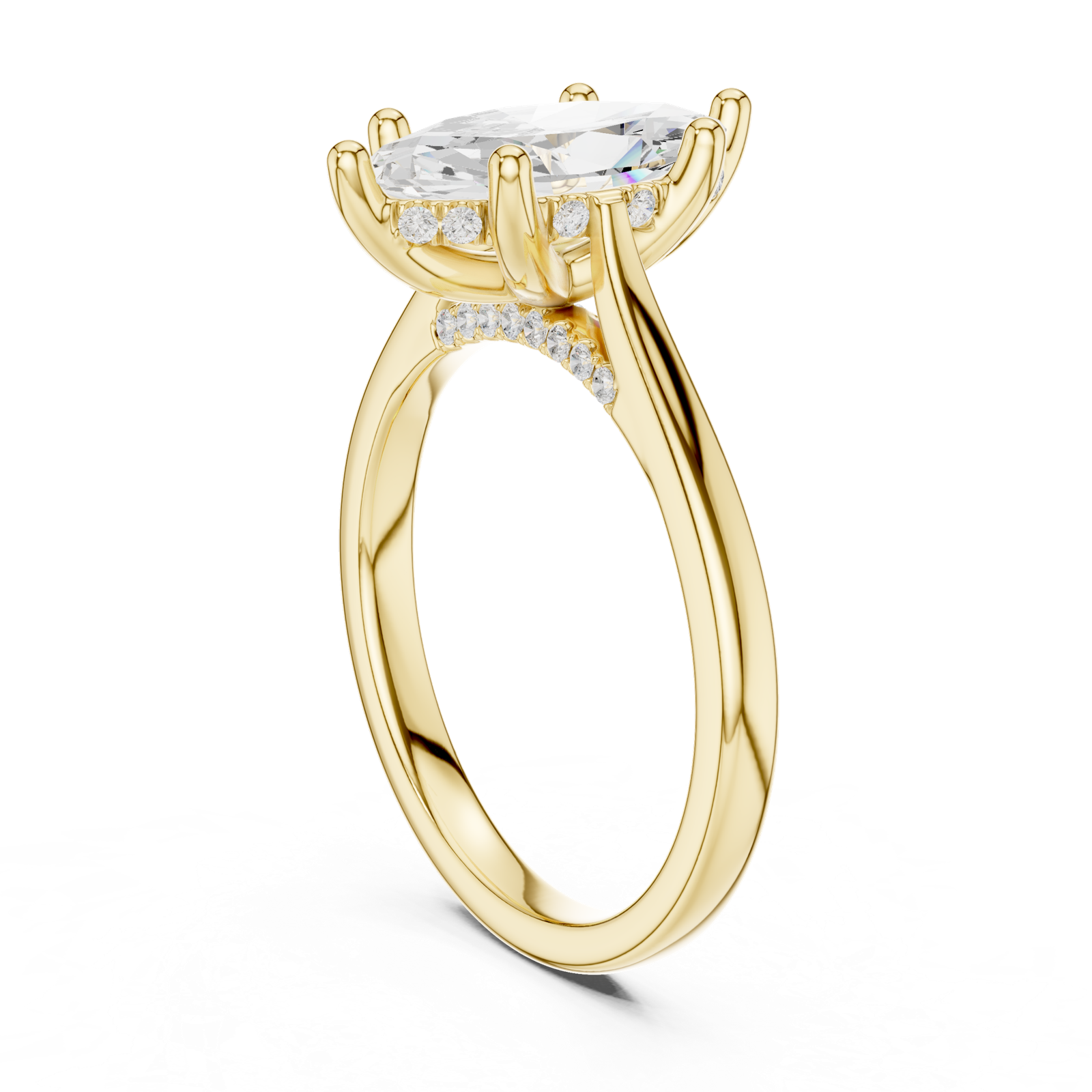 Gold Ring DDLR-163, Marquise center stone, Yellow Gold, view 1