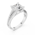 Gold Ring DDLR-253, Princess center stone, White Gold, view 2