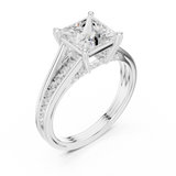 Gold Ring DDLR-253, Princess center stone, White Gold, view 2