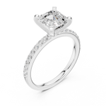 Gold Ring DDLR-040, Asscher center stone, White Gold, view 2