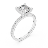 Gold Ring DDLR-040, Asscher center stone, White Gold, view 2
