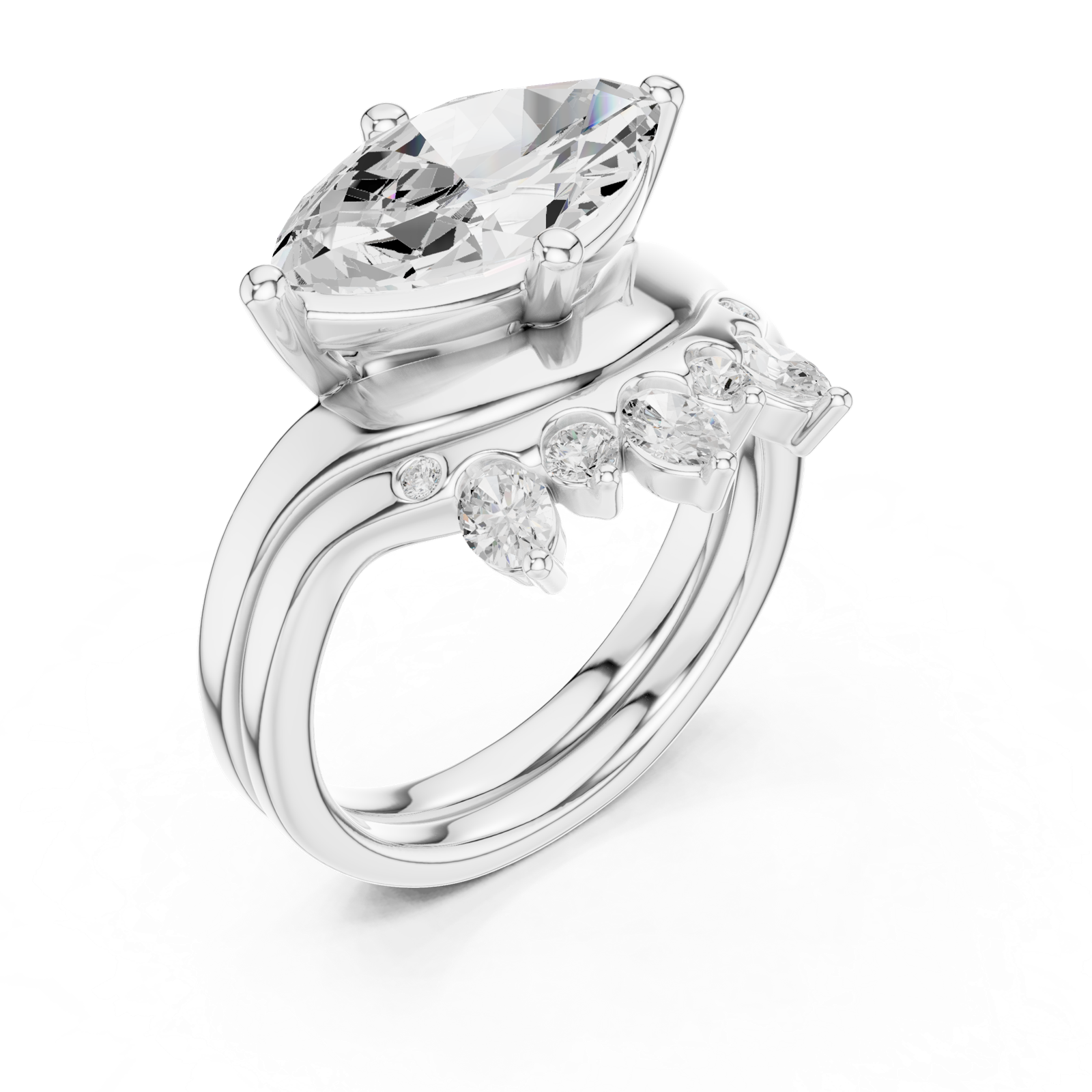 Gold Ring DDLR-444, White Gold, view 2