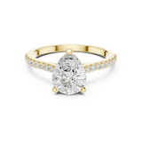 Gold Ring DDLR-169, Pear center stone, Yellow Gold, view 4