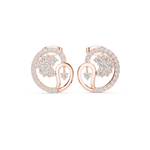 14K Solid Gold Lab Diamond Cluster Earrings, Rose Gold