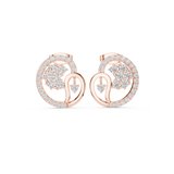 14K Solid Gold Lab Diamond Cluster Earrings, Rose Gold