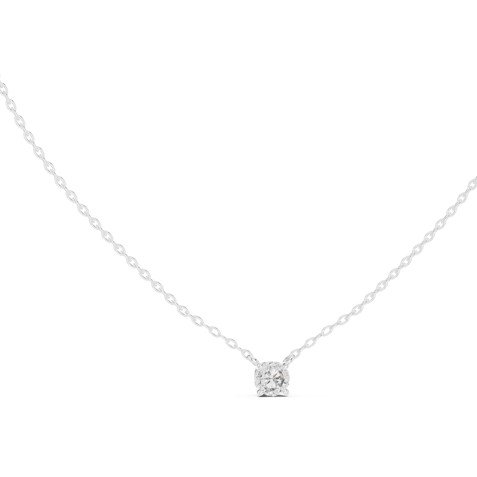 14K Solid Gold Lab Diamond Solitaire Pendant Necklace, White Gold, view 1