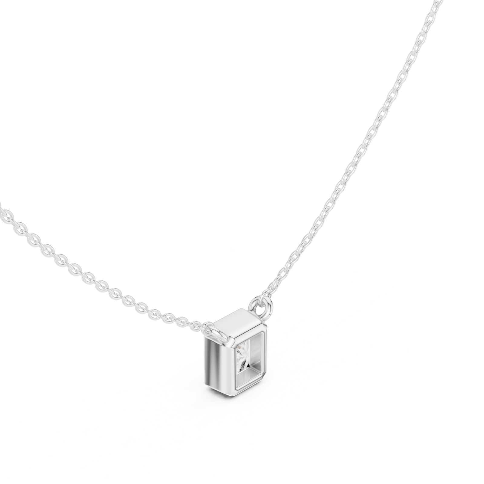 Gold Jewelry DDPS-001, Radiant center stone, White Gold, view 2