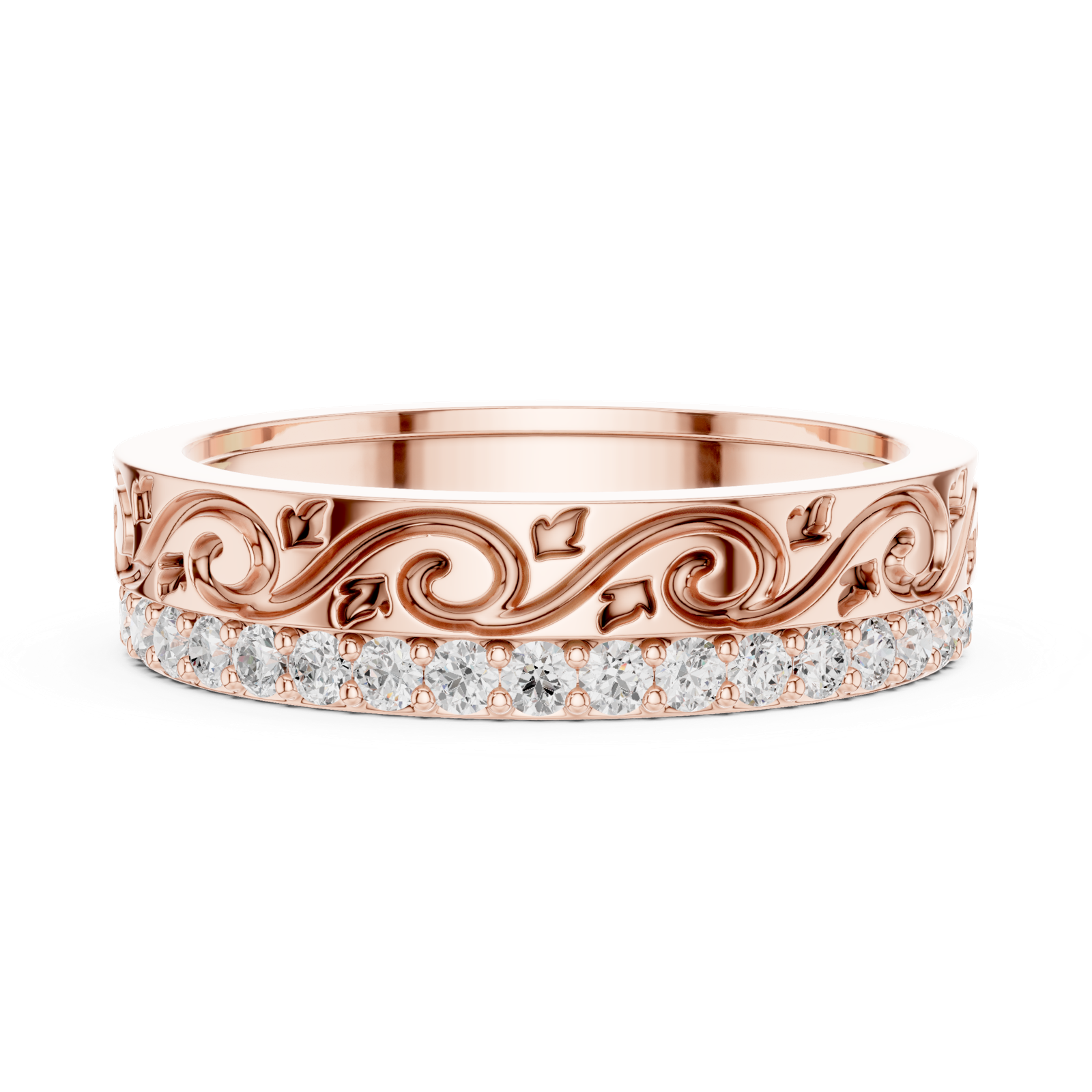 Gold Ring R22, Rose Gold, view 3