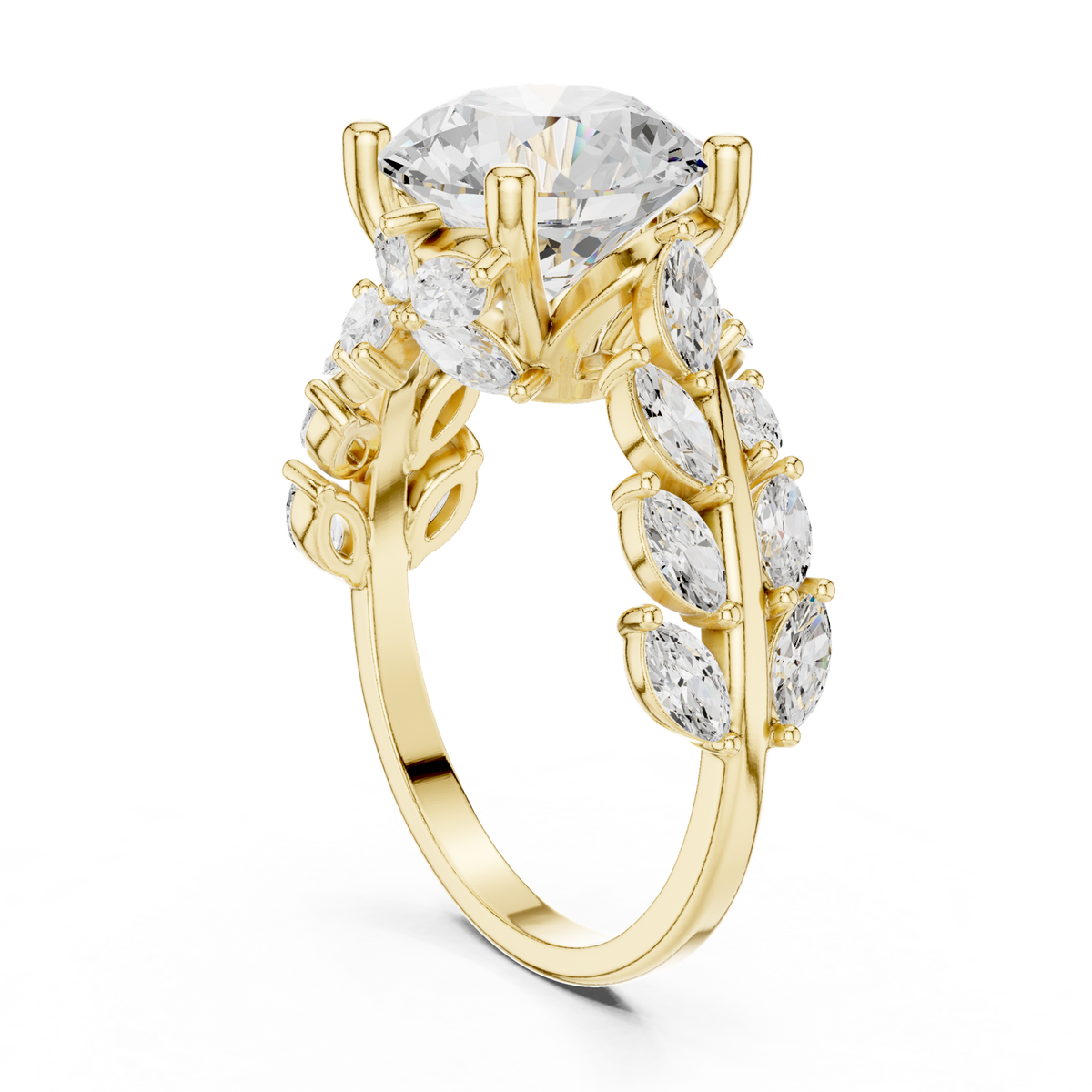 14K Solid Gold Lab Diamond Solitaire Ring, Yellow Gold, view 1