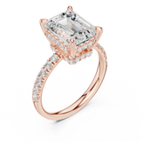 Gold Ring, Emerald center stone, Rose Gold, view 2