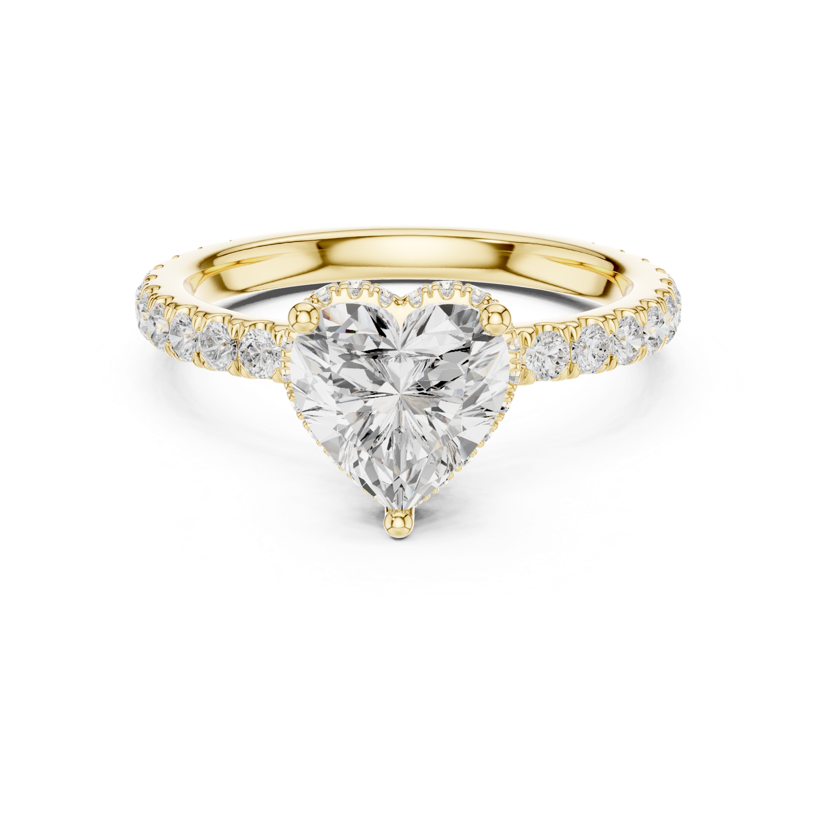 Gold Ring DDLR-165, Heart center stone, Yellow Gold, view 4
