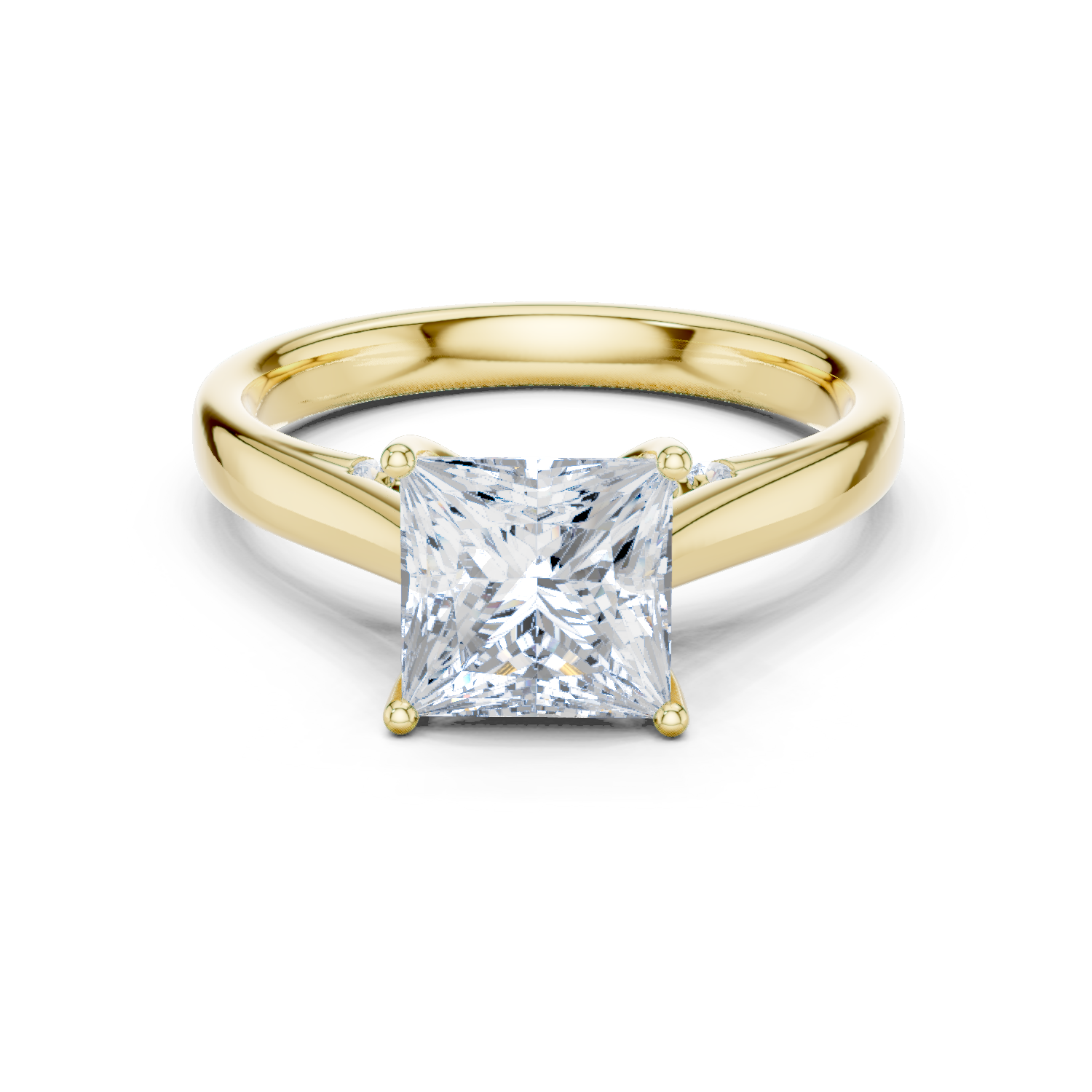 Gold Jewelry L36-18, Princess center stone, Yellow Gold