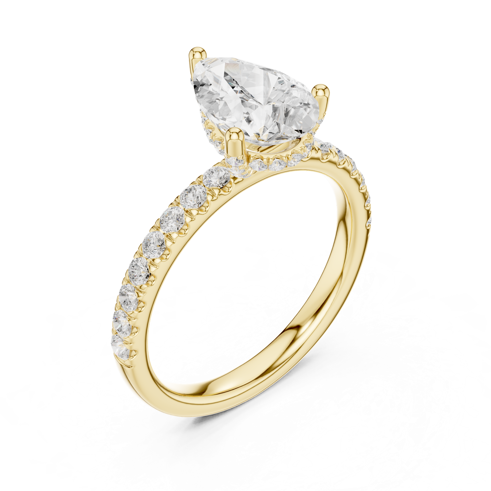 Gold Ring DDLR-161, Pear center stone, Yellow Gold, view 2