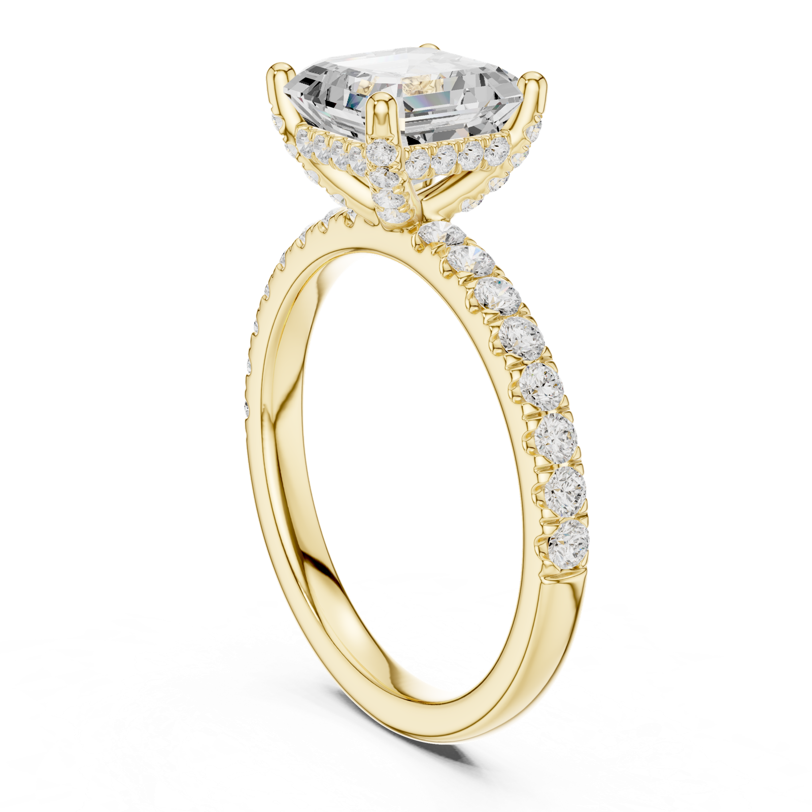 Gold Ring, Asscher center stone, Yellow Gold, view 1