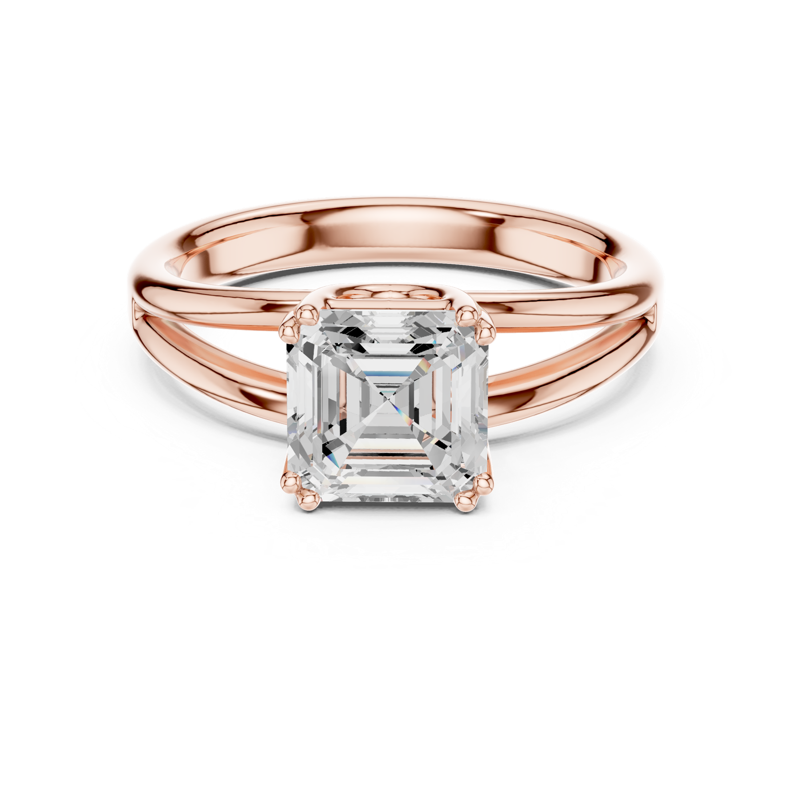 Gold Jewelry L36-7, Asscher center stone, Rose Gold, view 4