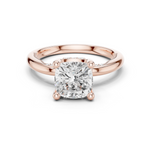Gold Ring, Cushion center stone, Rose Gold