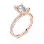 Gold Ring DDLR-040, Emerald center stone, Rose Gold, view 2
