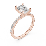 Gold Ring DDLR-040, Emerald center stone, Rose Gold, view 2