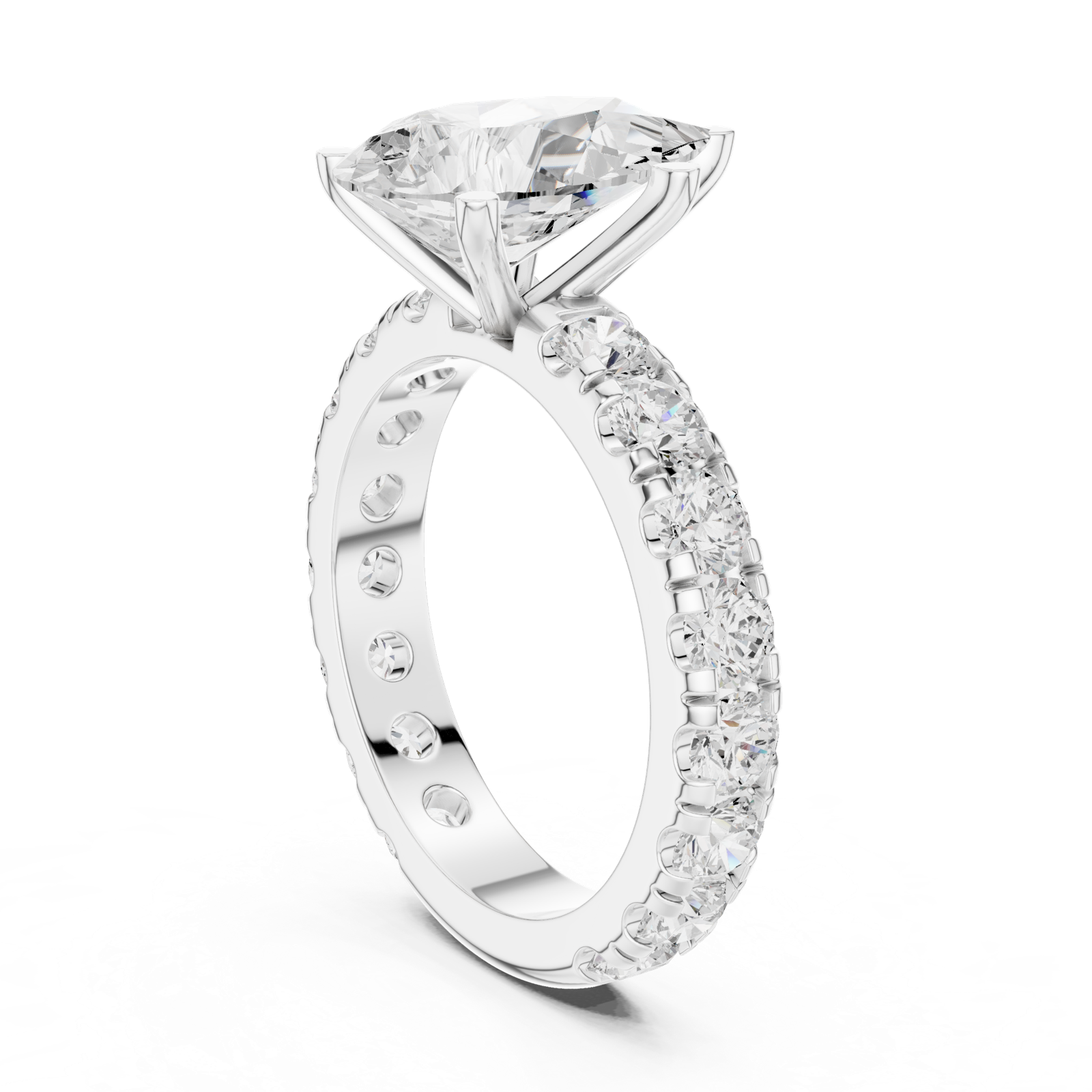 Gold Jewelry L35-63, Pear center stone, White Gold, view 1