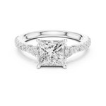 Gold Ring DDLR-037, Princess center stone, White Gold, view 4
