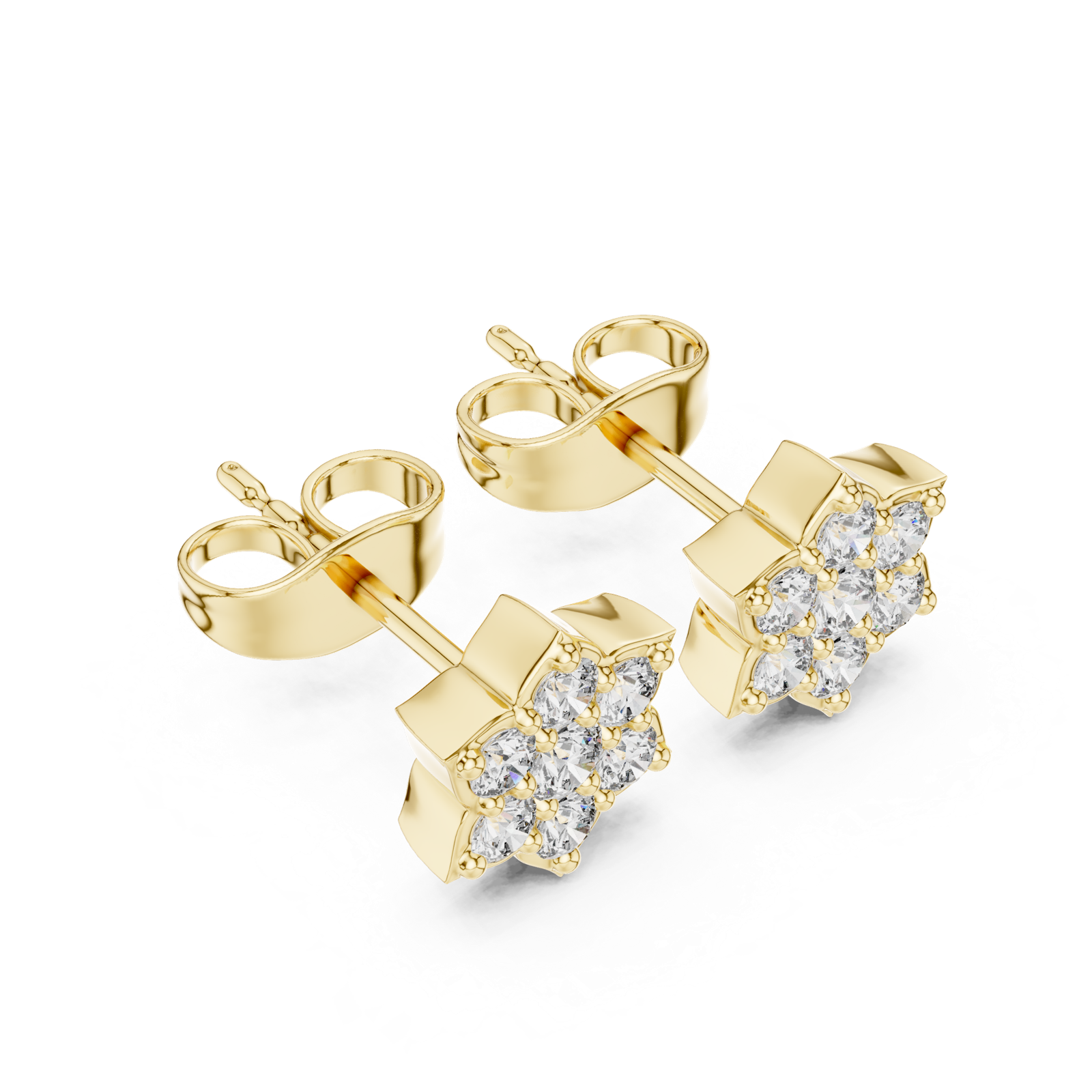 Gold Earrings 9-10035E, Yellow Gold, view 2