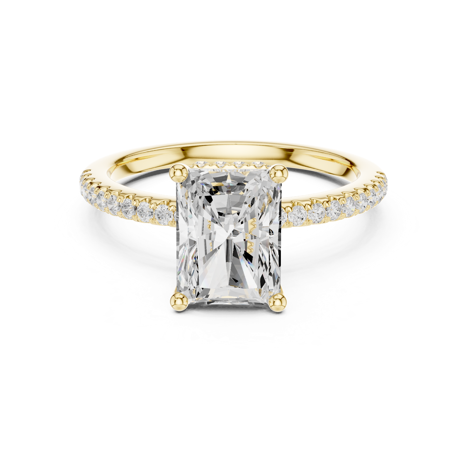 Gold Ring DDLR-177, Radiant center stone, Yellow Gold, view 4