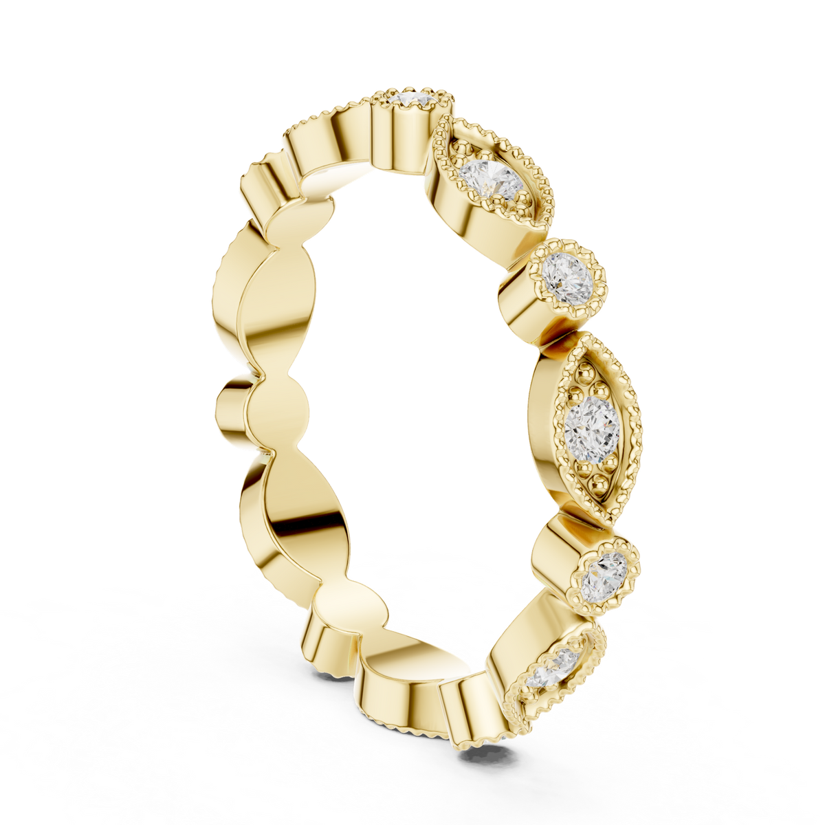 14K Solid Gold Lab Diamond Eternity Ring, Yellow Gold, view 1