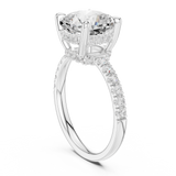 Gold Ring, Cushion center stone, White Gold, view 1