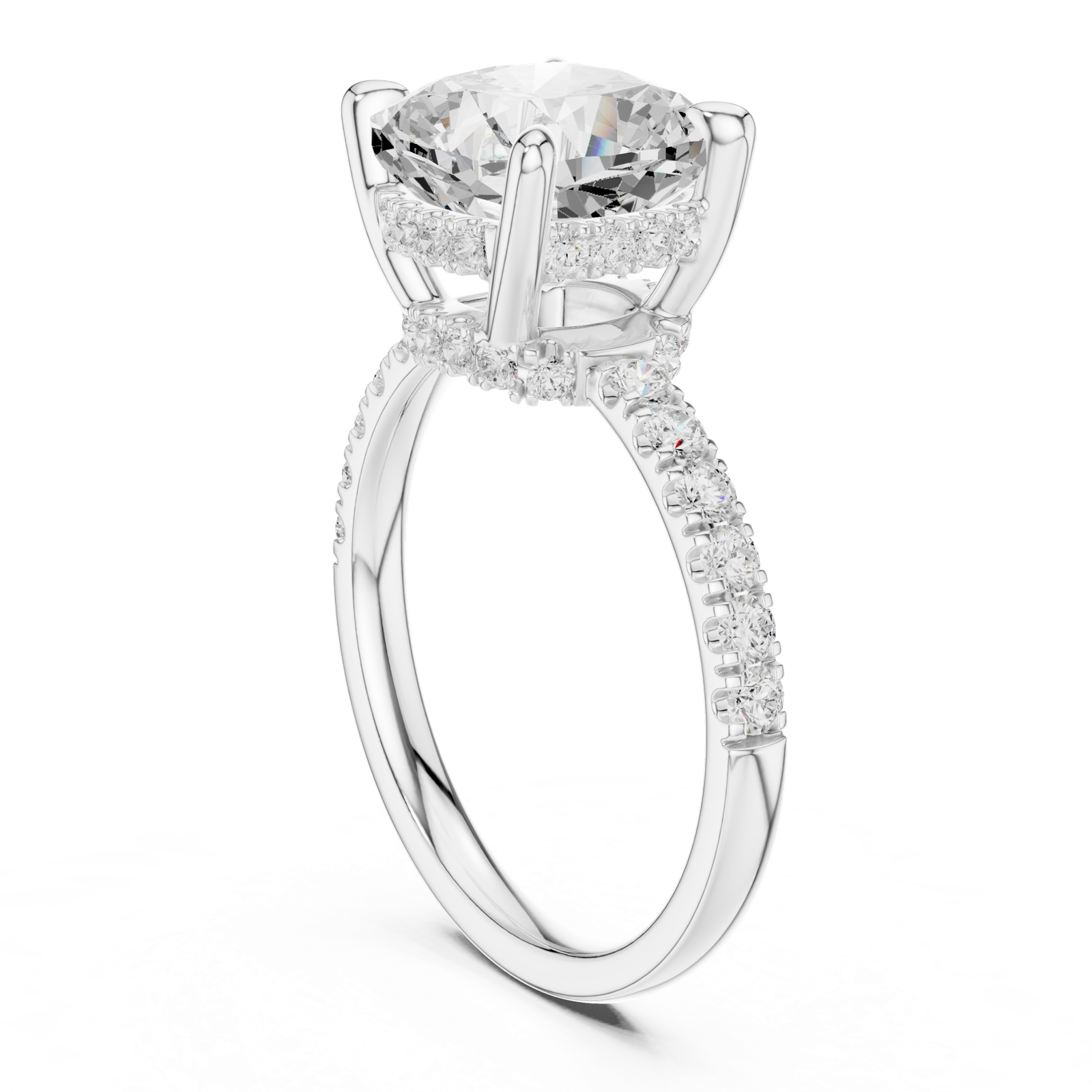 Gold Ring, Cushion center stone, White Gold, view 1