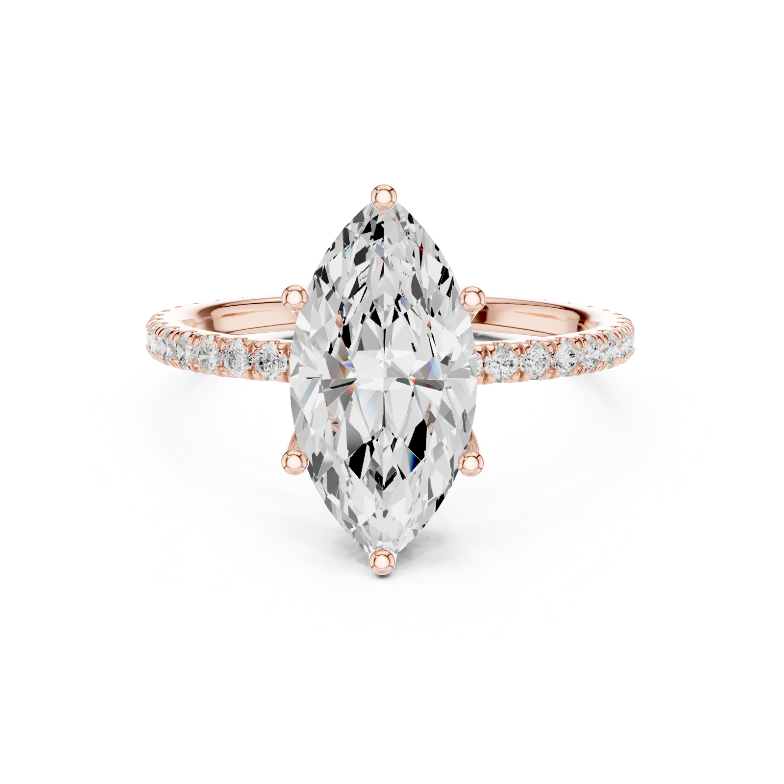 Gold Jewelry L36-16, Marquise center stone, Rose Gold, view 4
