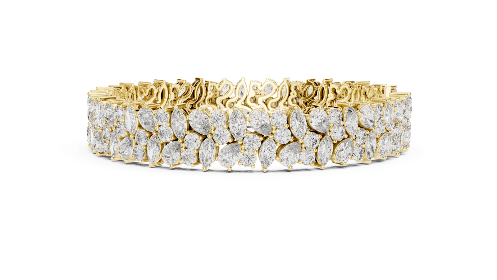 14K Solid Gold Lab Diamond Bracelet, Yellow Gold, view 3