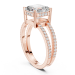 Gold Jewelry, Asscher center stone, Rose Gold, view 1