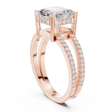 Gold Jewelry, Asscher center stone, Rose Gold, view 1