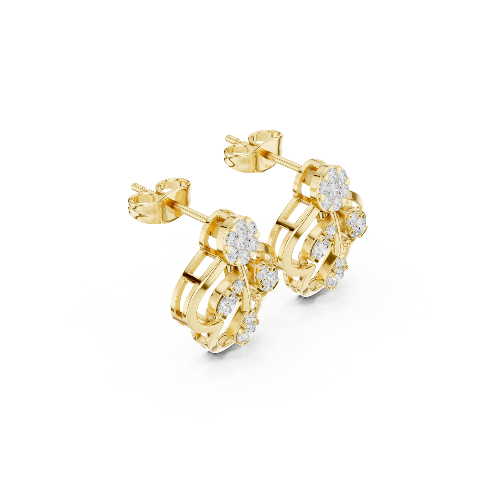 Gold Earrings 9-10010PE, Yellow Gold, view 1