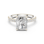 Gold Ring DDLR-161, Radiant center stone, White Gold