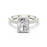 Gold Ring DDLR-161, Radiant center stone, White Gold