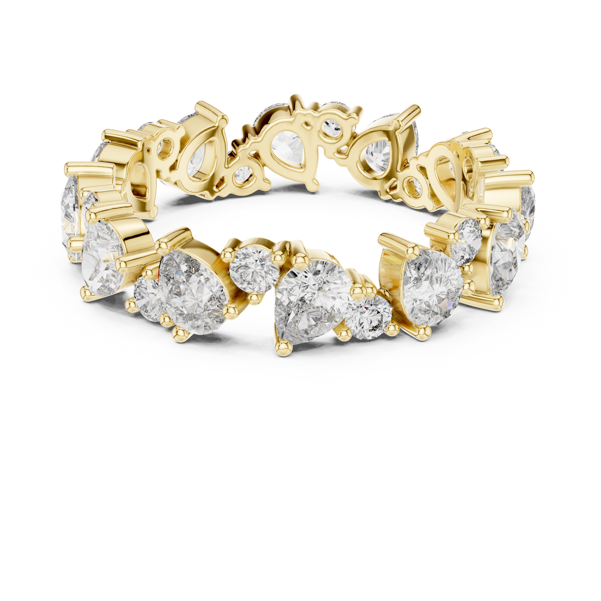 14K Solid Gold Lab Diamond Eternity Ring, Yellow Gold