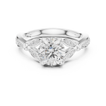 Gold Ring DDLR-257, Round center stone, White Gold, view 4
