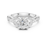 Gold Ring DDLR-257, Round center stone, White Gold, view 4
