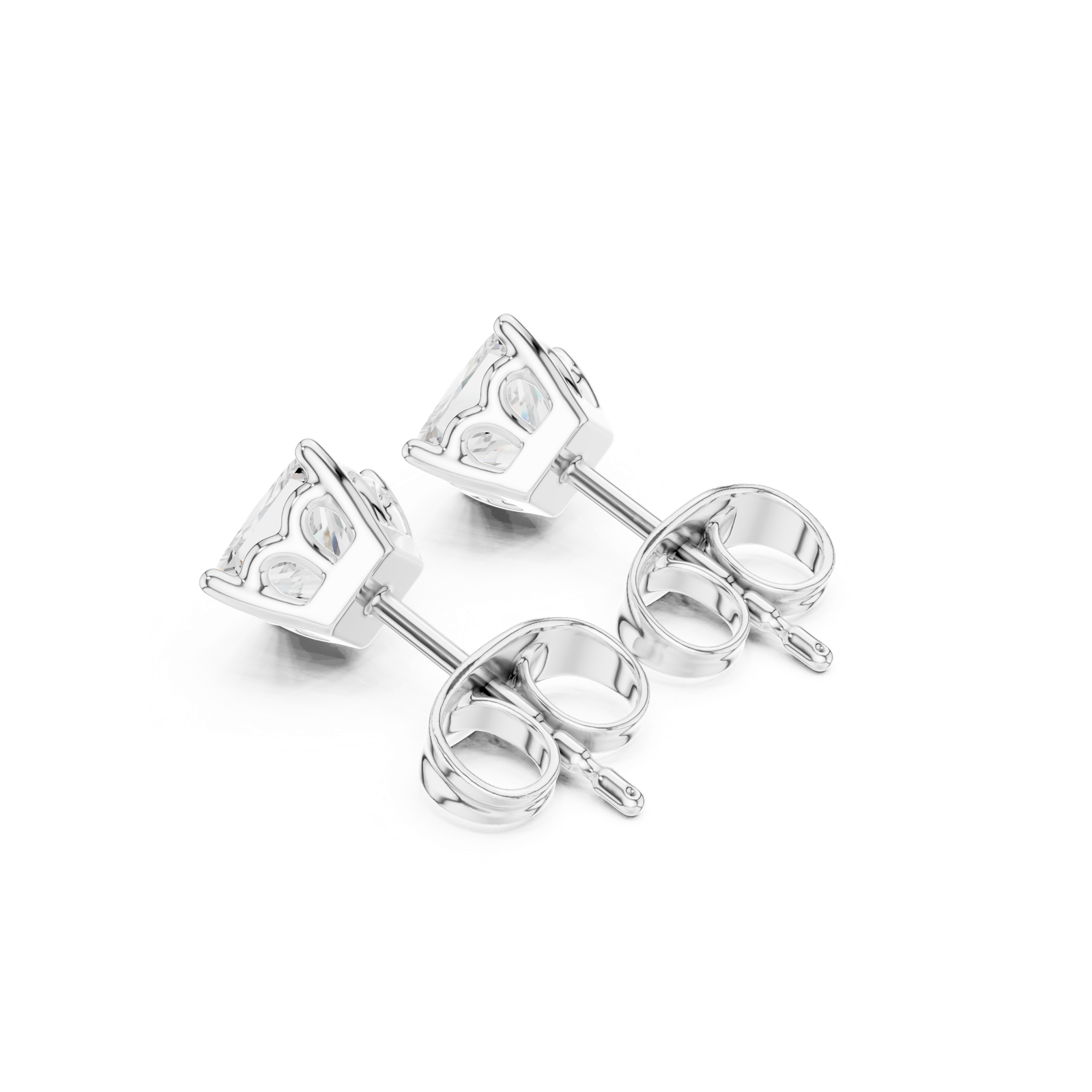 14K Solid Gold Lab Diamond Stud Earrings, White Gold, view 2