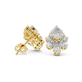 14K Solid Gold Lab Diamond Cluster Earrings, Yellow Gold, view 1