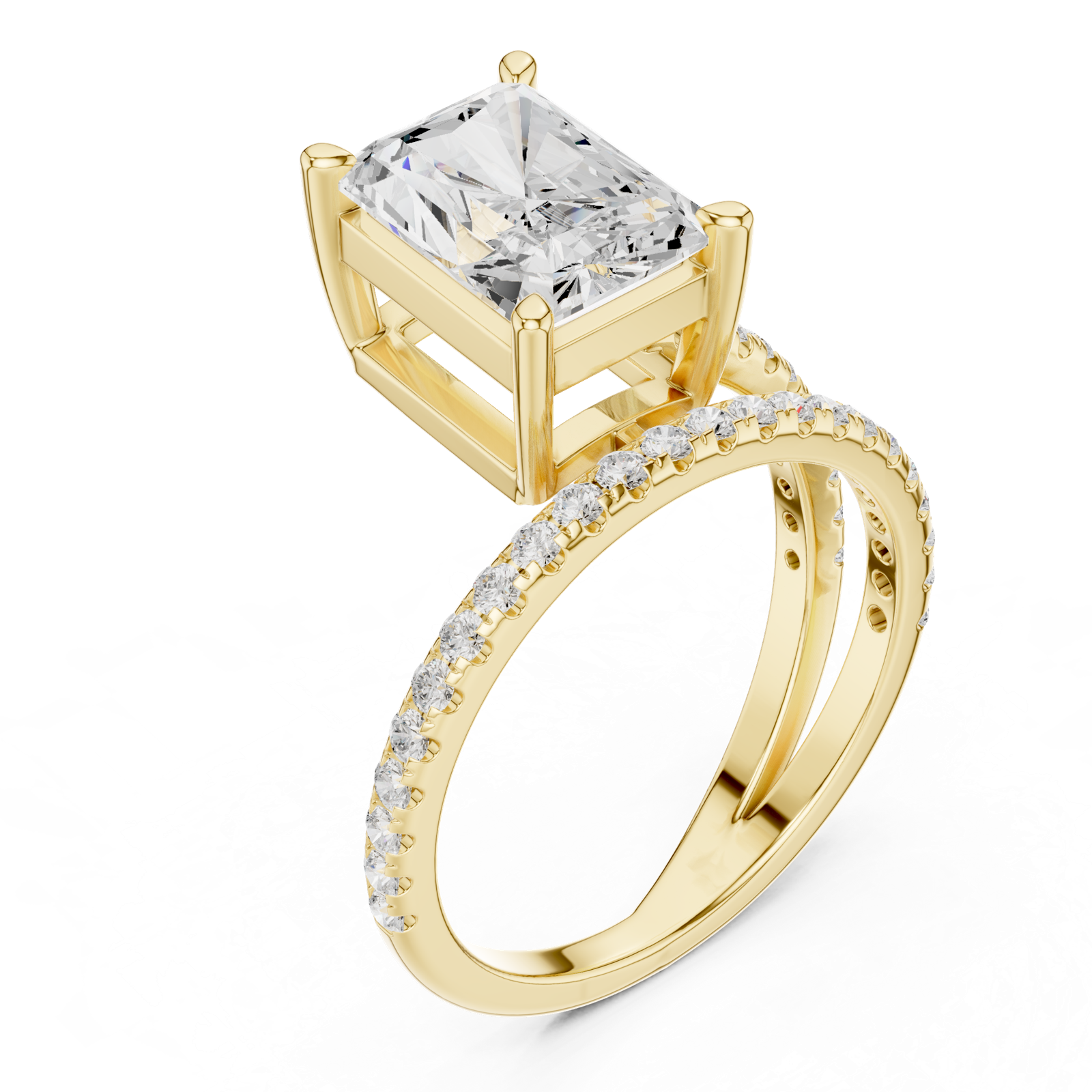 Gold Jewelry L35-39, Radiant center stone, Yellow Gold, view 2