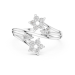 14K Solid Gold Lab Diamond Flower Cluster Ring, White Gold