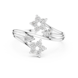 14K Solid Gold Lab Diamond Flower Cluster Ring, White Gold