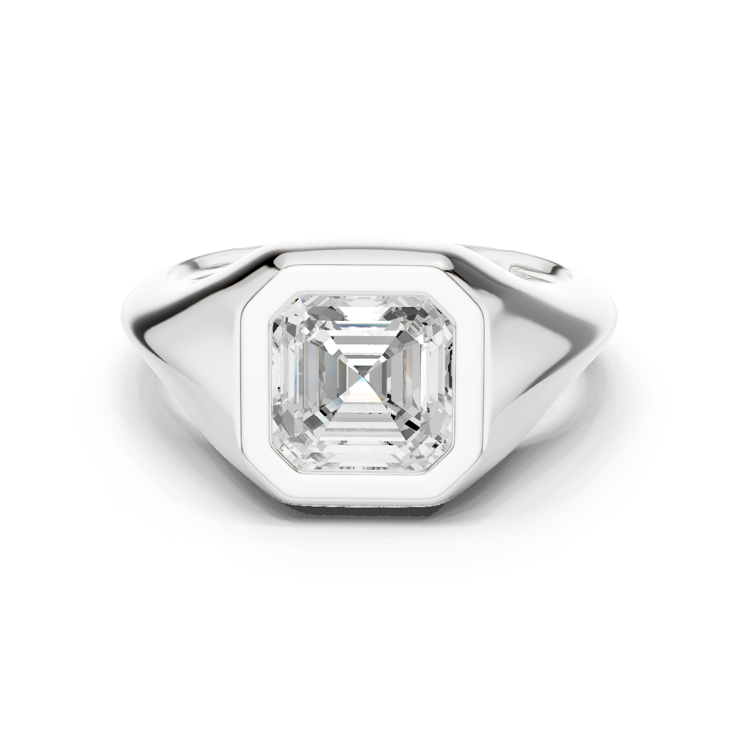 Gold Jewelry L36-4, Asscher center stone, White Gold