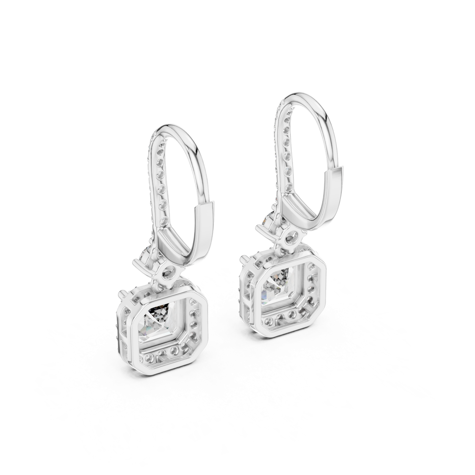 Gold Earrings 9-10001E_23, White Gold, view 3